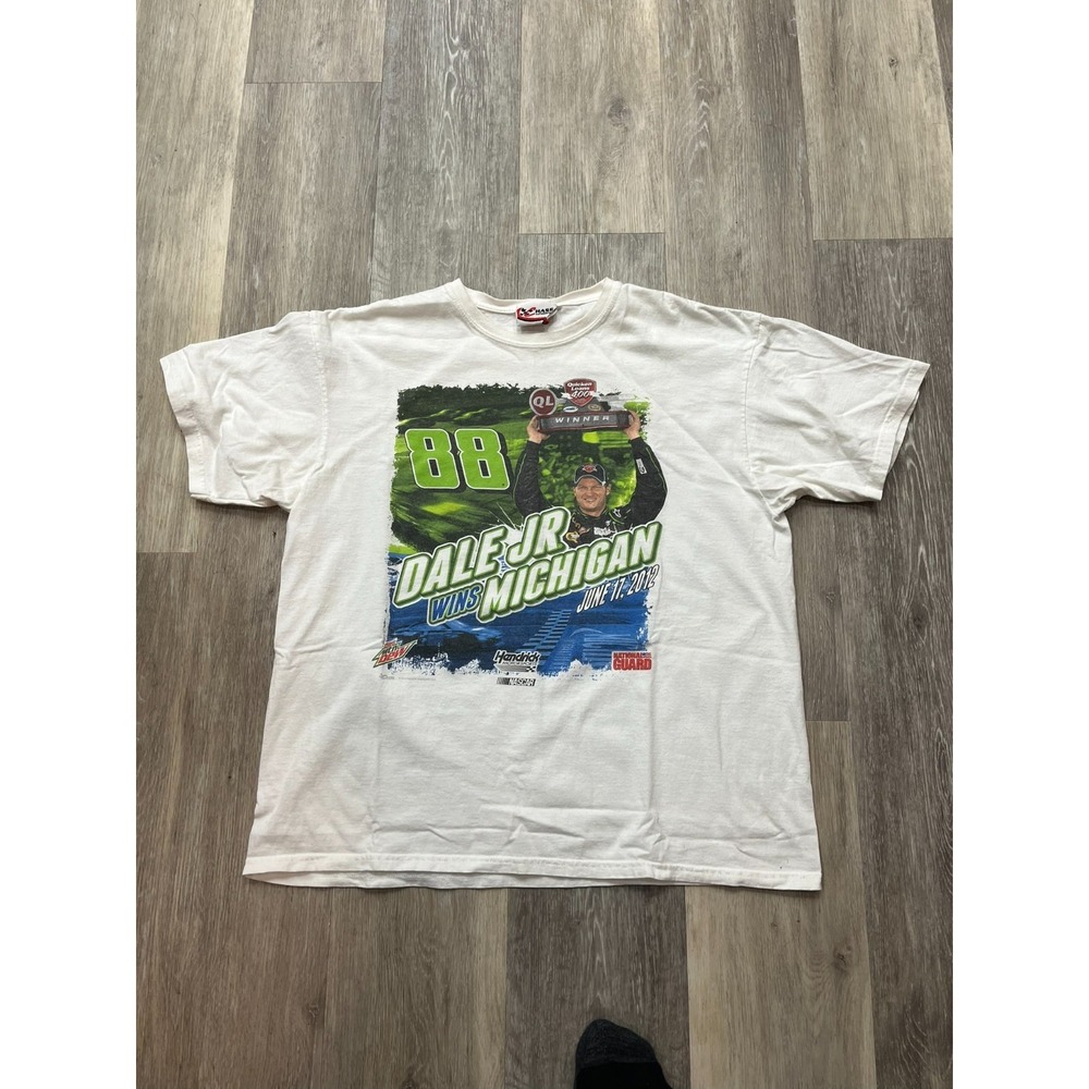 Vintage Y2K Dale Earnhardt Jr NASCAR Michigan 500 Racing Shirt White Size L
